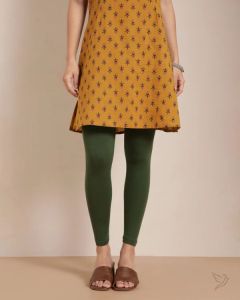 Twin Birds Women Cotton Ankle Legging - Green Leaf