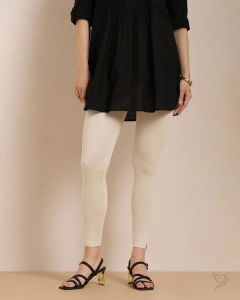 Twin Birds Women Cotton Ankle Legging - Ivory Snow