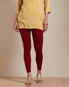 Twin Birds Women Cotton Ankle Legging - La Burgandy