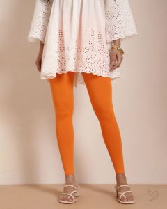 Twin Birds Women Cotton Ankle Legging - Orange Tango