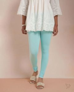 Twin Birds Women Cotton Churidar Legging - Aqua Marine