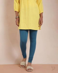 Twin Birds Women Cotton Churidar Legging - Blue Heaven
