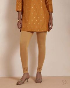 Twin Birds Women Cotton Churidar Legging - Caramel Custard