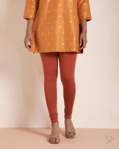 Twin Birds Women Cotton Churidar Legging - Coral Flame