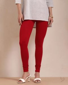 Twin Birds Women Cotton Churidar Legging - Lip Stick