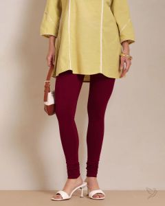 Twin Birds Women Cotton Churidar Legging - Mehandi Maroon