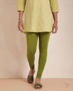 Twin Birds Women Cotton Churidar Legging - Olive
