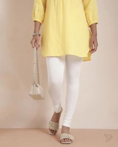 Twin Birds Women Cotton Churidar Legging - Pearl white