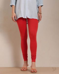 Twin Birds Women Cotton Churidar Legging - Red Chilli