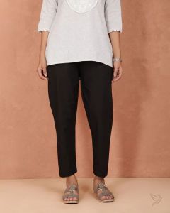 Twin Birds Women Cotton Kurti Pant Carbon Black