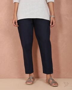 Twin Birds Women Cotton Kurti Pant Navy Ribbon