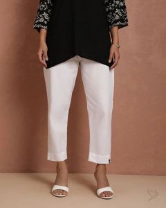 Twin Birds Women Cotton Kurti Pant Pearl White