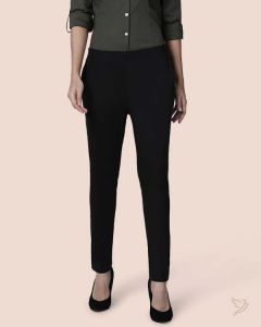 Twin Birds Women Solid Cotton Straight Pant Black