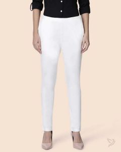 Twin Birds Women Solid Cotton Straight Pant Cream De La Creme