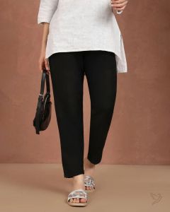 Twin Birds Women Metallic Straight Pant Black