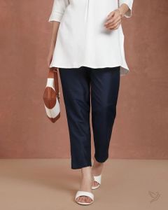Twin Birds Women Metallic Straight Pant Navy Horizon
