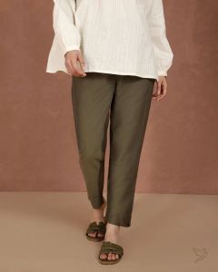 Twin Birds Women Metallic Straight Pant Pine Tree