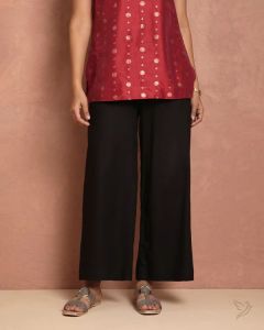 Twin Birds Women Wide Leg Palazzo Carbon Black
