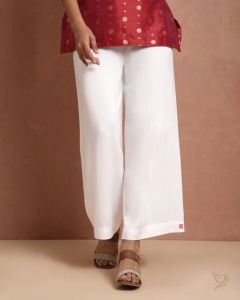 Twin Birds Women Wide Leg Palazzo Pearl White