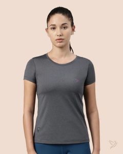 Twin Birds Women Active Wear T Shirt Carbon Grey