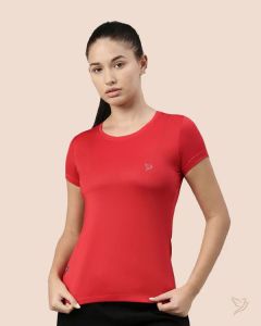 Twin Birds Women Active Wear T Shirt Red