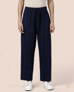 Twin Birds Women Viscose Kurti Pant Navy Ribbon